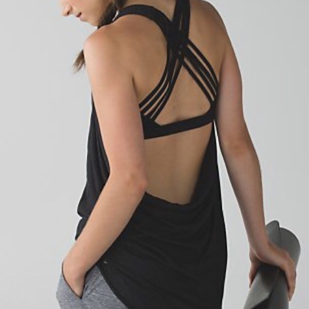 Lululemon Wild Tank, Grey & Black Stripes, Size 4, Excellent Gently Used